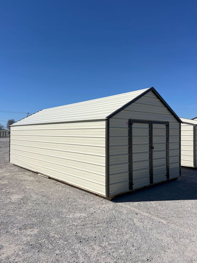 Explore our 10x16 Utility Shed with Alamo White and Ash Gray Metal